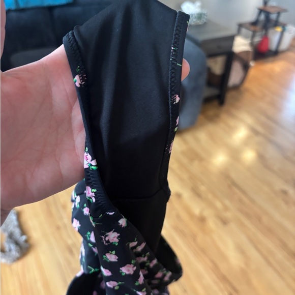 NWT Victoria's Secret PINK V Crossover High-Waist Bikini Bottom Black Floral - Picture 5 of 6